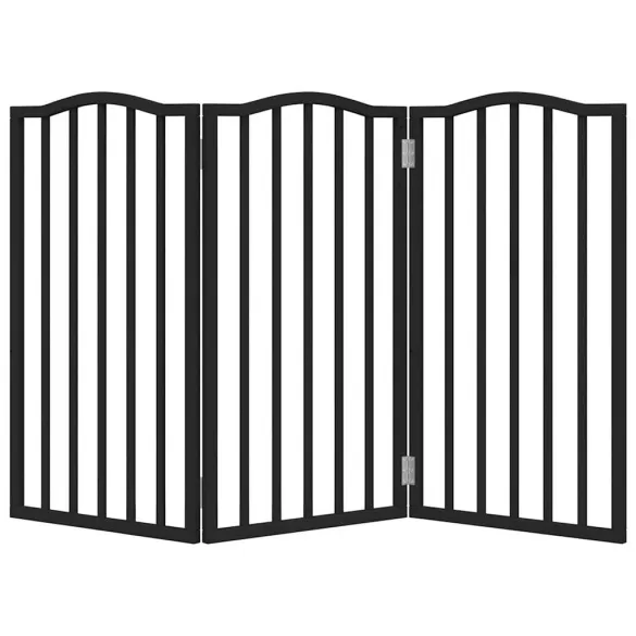 Poartă Pliabilă Câini Lemn Plop - 150 cm Negru | Livrare Gratuită