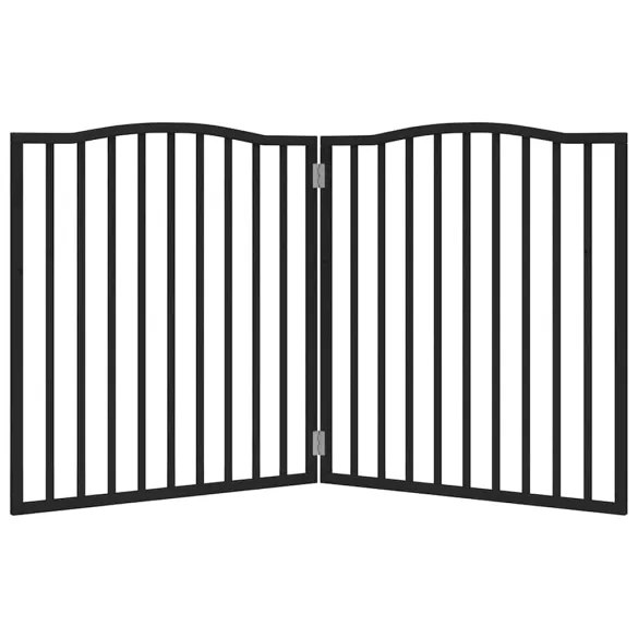 Poartă Pliabilă Câini 2 Panouri Negru 160 cm - Lemn Plop