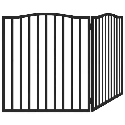 Poartă Pliabilă Câini 2 Panouri Negru 160 cm - Lemn Plop