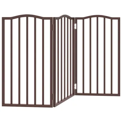 Poartă Pliabilă Câini 3 Panouri Lemn Plop 150 cm