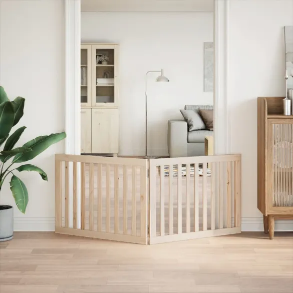 Poartă Pliabilă pentru Câini - Lemn de Plop - 160 cm - Gratis Livrare