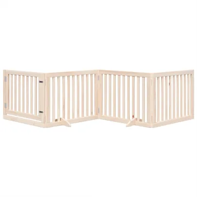 Poartă Pliabilă Câini cu Ușă - Lemn Plop - 320 cm