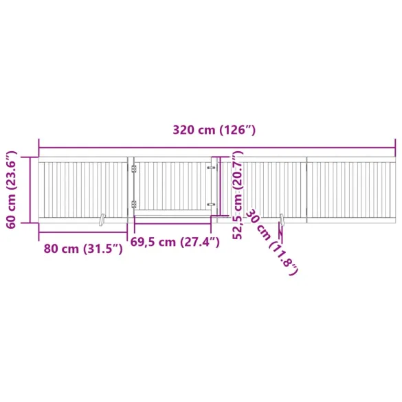 Poartă Pliabilă Câini cu Ușă - Lemn Plop - 320 cm