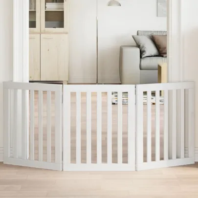 Poartă Pliabilă pentru Câini - 3 Panouri - 150 cm - Alb