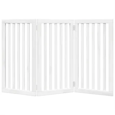 Poartă Pliabilă Câini - Lemn Plop - 150 cm - Alb