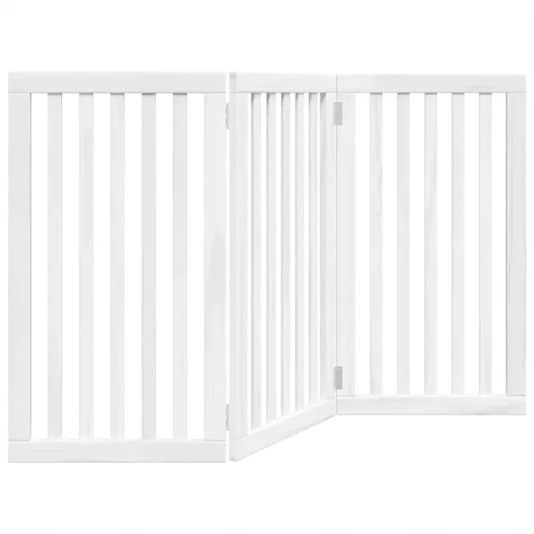 Poartă Pliabilă Câini - Lemn Plop - 150 cm - Alb