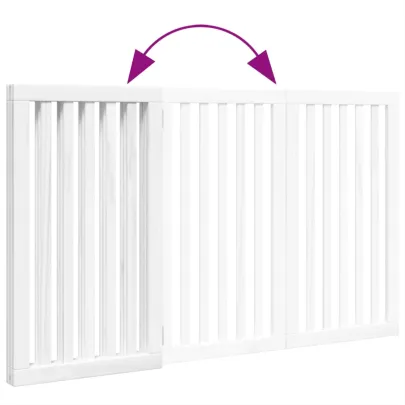 Poartă Pliabilă Câini - Lemn Plop - 150 cm - Alb