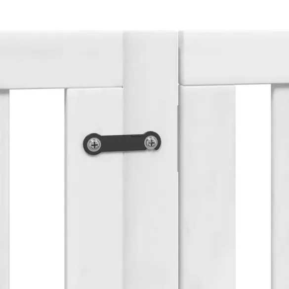 Poartă Câini Pliabilă Lemn Plop - 6 Panouri Alb 300 cm