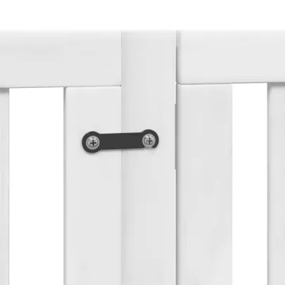 Poartă Câini Pliabilă Lemn Plop - 6 Panouri Alb 300 cm