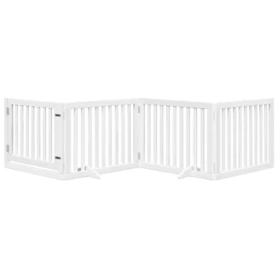 Poartă Câini Pliabilă cu Ușă - 4 Panouri Alb - 320 cm