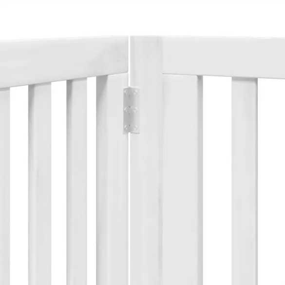 Poartă Câini Pliabilă cu Ușă - 4 Panouri Alb - 320 cm