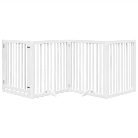 Poartă Câini Pliabilă Lemn Plop - 320 cm Alb