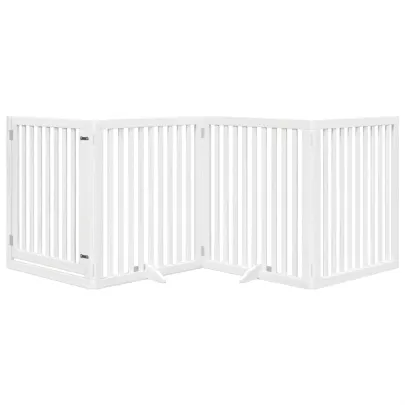 Poartă Câini Pliabilă Lemn Plop - 320 cm Alb