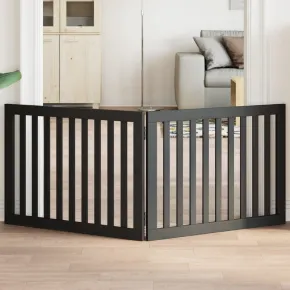 Poartă Pliabilă pentru Câini - 160 cm, Negru, Lemn de Plop