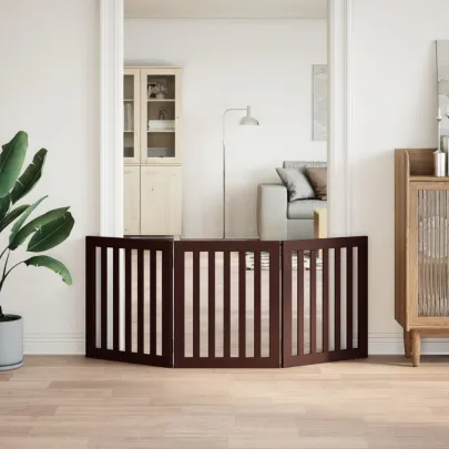 Poartă Pliabilă Câini 150 cm - Lemn Plop Maro | Livrare Gratuită