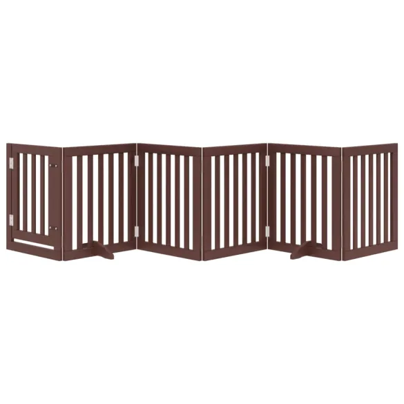 Poartă Câini Pliabilă Lemn Plop cu Ușă - 300 cm