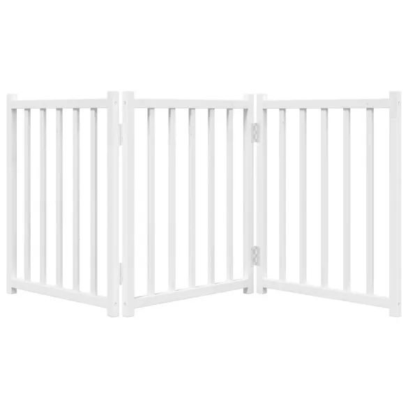 Poartă Pliabilă pentru Câini din Lemn Brad - 150 cm Alb