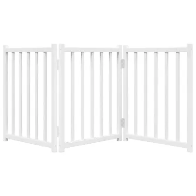 Poartă Pliabilă pentru Câini din Lemn Brad - 150 cm Alb