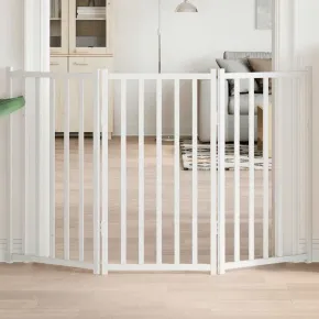Poartă Pliabilă pentru Câini - Lemn Brad Alb, 150 cm
