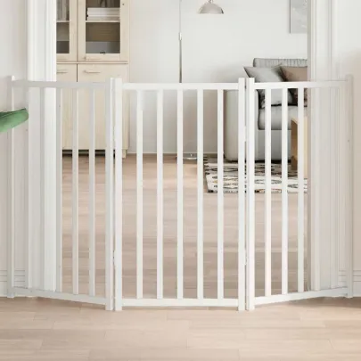 Poartă Pliabilă pentru Câini - Lemn Brad Alb, 150 cm