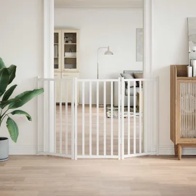 Poartă Pliabilă pentru Câini - Lemn Brad Alb, 150 cm