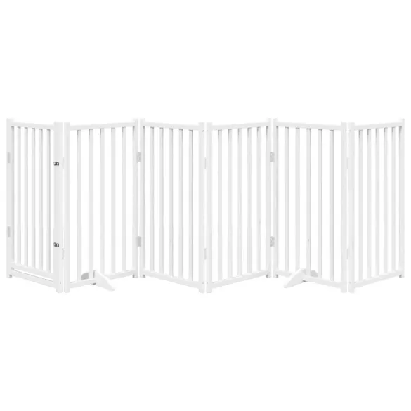 Poartă Câini Pliabilă cu Ușă - 300 cm - Lemn Masiv