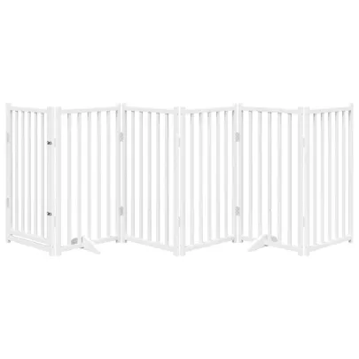 Poartă Câini Pliabilă cu Ușă - 300 cm - Lemn Masiv