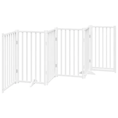 Poartă Câini Pliabilă cu Ușă - 300 cm - Lemn Masiv