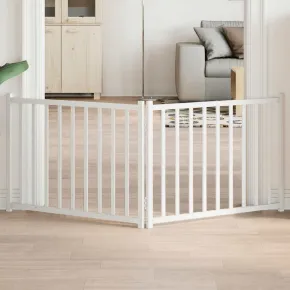 Poartă Pliabilă Câini 160 cm Lemn Brad Alb | Livrare Gratuită