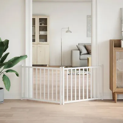 Poartă Pliabilă Câini 160 cm Lemn Brad Alb | Livrare Gratuită