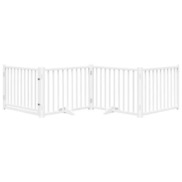 Poartă Câini Pliabilă 4 Panouri Alb - Brad 320 cm | Livrare Gratuită