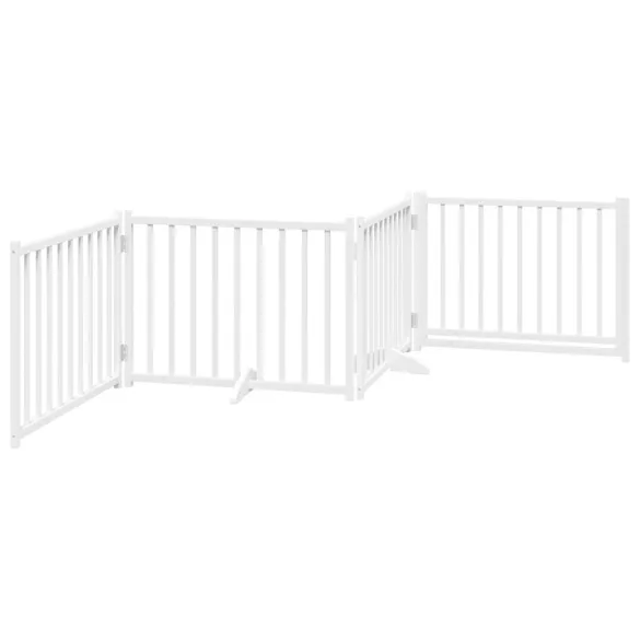 Poartă Câini Pliabilă 4 Panouri Alb - Brad 320 cm | Livrare Gratuită