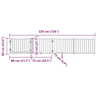 Poartă Câini Pliabilă 4 Panouri Alb - Brad 320 cm | Livrare Gratuită