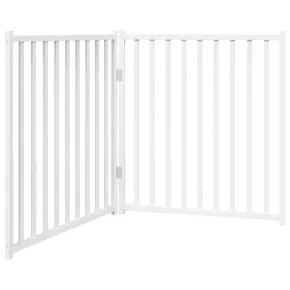 Poartă Pliabilă pentru Câini - Alb, 160 cm, Lemn Brad 2