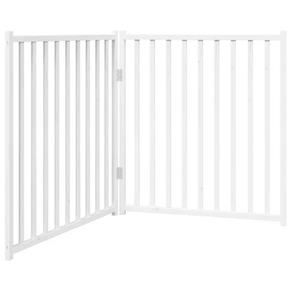 Poartă Pliabilă pentru Câini - Alb, 160 cm, Lemn Brad