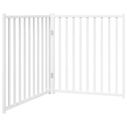 Poartă Pliabilă pentru Câini - Alb, 160 cm, Lemn Brad