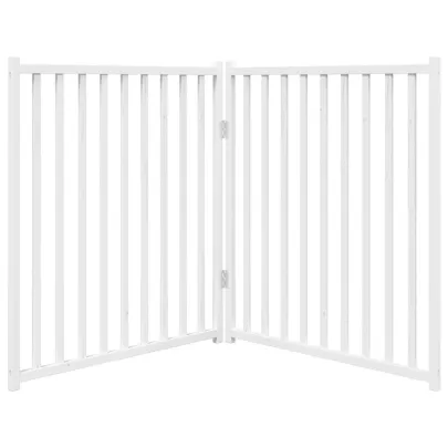 Poartă Pliabilă pentru Câini - Alb, 160 cm, Lemn Brad