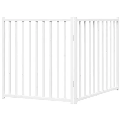 Poartă Pliabilă pentru Câini - Alb, 160 cm, Lemn Brad