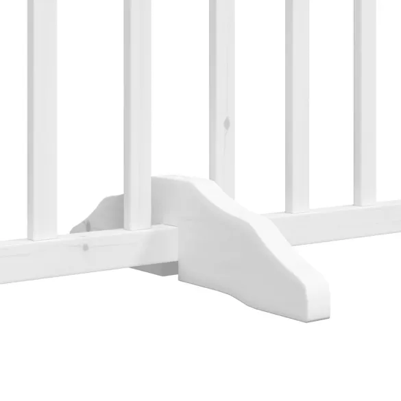 Poartă Câini Pliabilă 4 Panouri Alb - Brad Masiv 320 cm