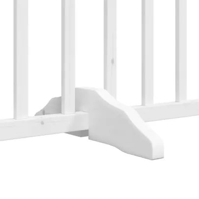Poartă Câini Pliabilă 4 Panouri Alb - Brad Masiv 320 cm