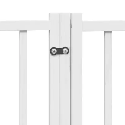 Poartă Câini Pliabilă 4 Panouri Alb - Brad Masiv 320 cm