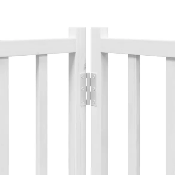 Poartă Câini Pliabilă 4 Panouri Alb - Brad Masiv 320 cm