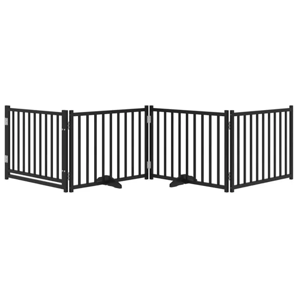 Poartă Câini Pliabilă Lemn - 320 cm - Negru - Gratis Livrare