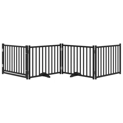 Poartă Câini Pliabilă Lemn - 320 cm - Negru - Gratis Livrare