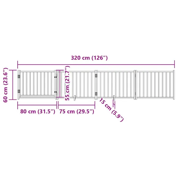 Poartă Câini Pliabilă Lemn - 320 cm - Negru - Gratis Livrare