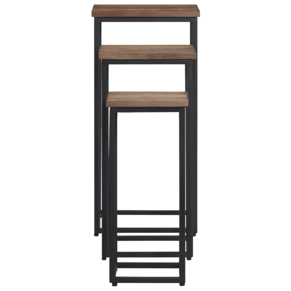 Suporturi Plante Lemn Masiv Tec - Set 3 Piese Decor