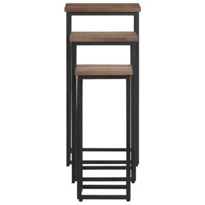 Suporturi Plante Lemn Masiv Tec - Set 3 Piese Decor