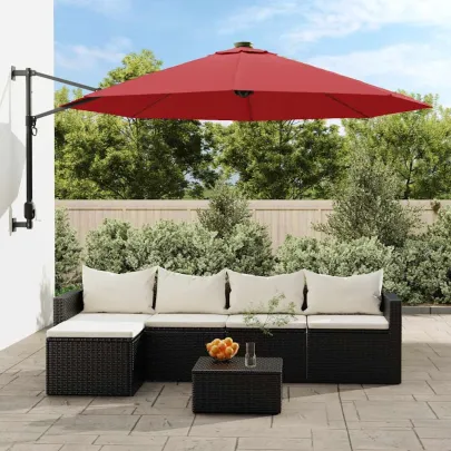 Umbrelă de soare montată pe perete cu LED-uri 290cm