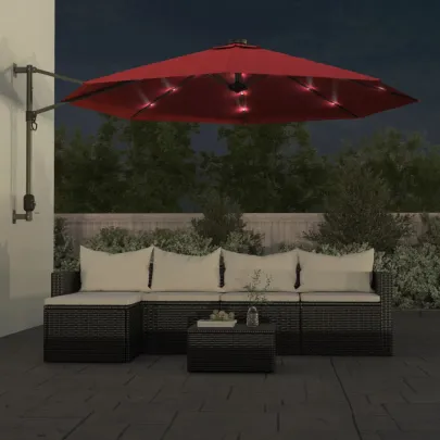 Umbrelă de soare montată pe perete cu LED-uri 290cm