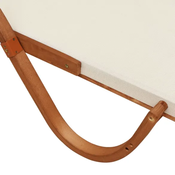 Șezlong cu Copertină Alb - Lemn Masiv și Textilenă